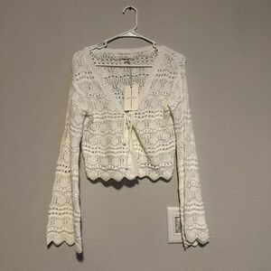 Moon & Madison Ivory Crochet Cardigan